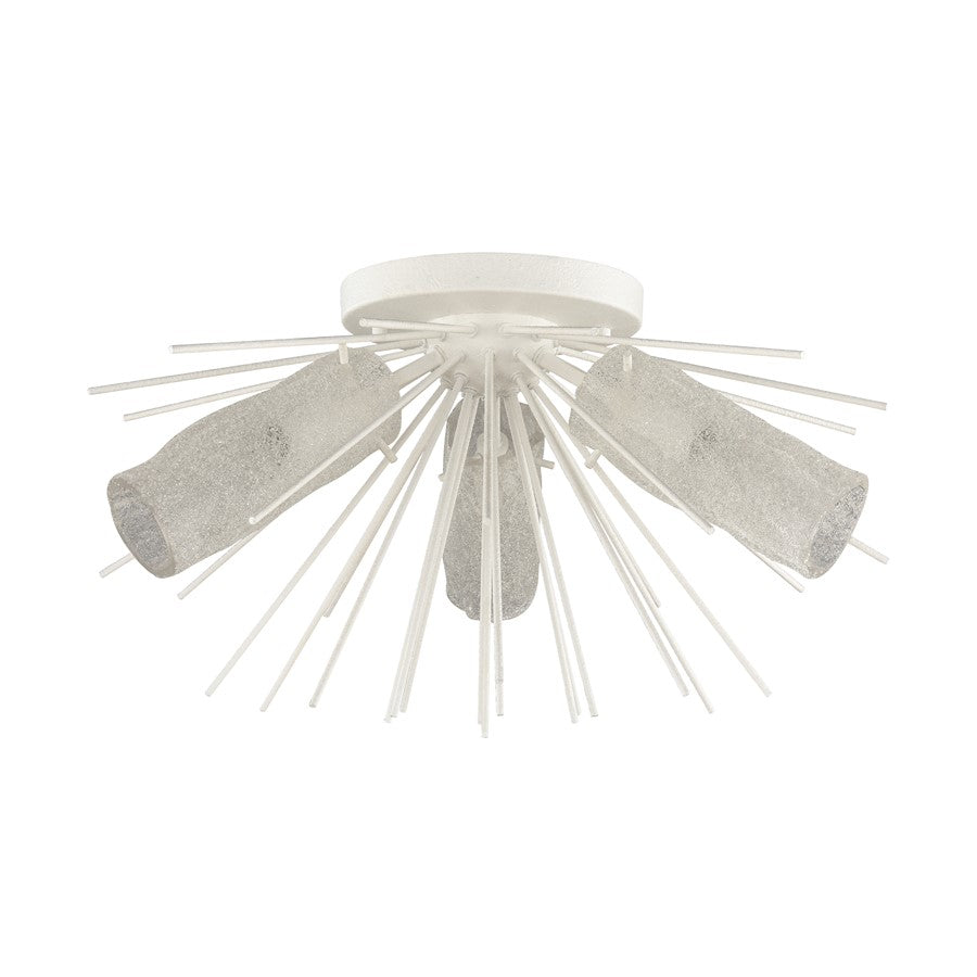 Atlas Lighting Sea Urchin 20in 3-Light Semi-Flush Mount | Transitional White Coral and White Art Glass | Coastal Bedroom & Living | Model CL11911-WH