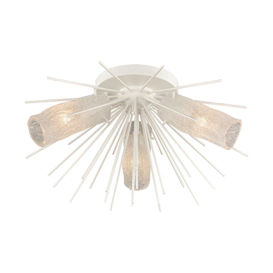 Atlas Lighting Sea Urchin 20in 3-Light Semi-Flush Mount | Transitional White Coral and White Art Glass | Coastal Bedroom & Living | Model CL11911-WH