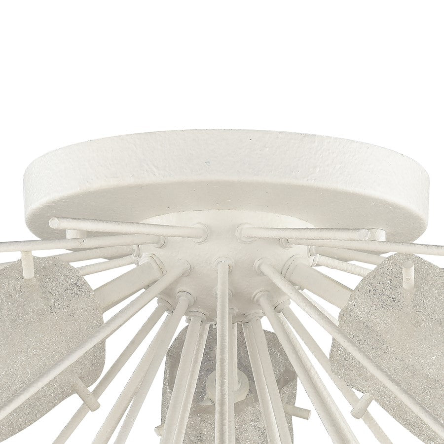 Atlas Lighting Sea Urchin 20in 3-Light Semi-Flush Mount | Transitional White Coral and White Art Glass | Coastal Bedroom & Living | Model CL11911-WH