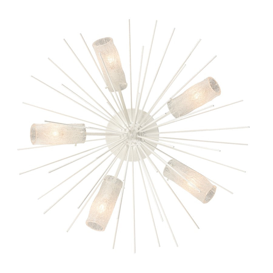 Atlas Lighting Sea Urchin 32in 5-Light Semi-Flush Mount | Transitional White Coral and White Art Glass | Coastal Living Room | Model CL11912-WH