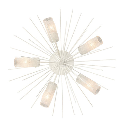 Atlas Lighting Sea Urchin 32in 5-Light Semi-Flush Mount | Transitional White Coral and White Art Glass | Coastal Living Room | Model CL11912-WH