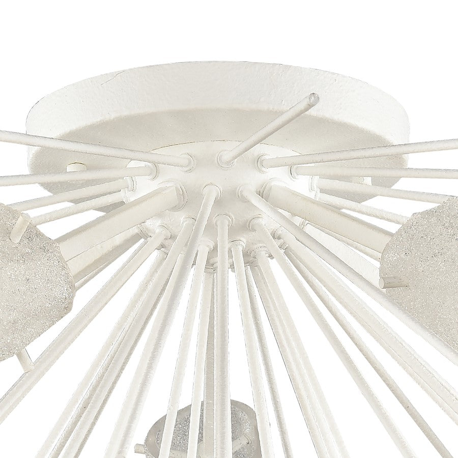 Atlas Lighting Sea Urchin 32in 5-Light Semi-Flush Mount | Transitional White Coral and White Art Glass | Coastal Living Room | Model CL11912-WH
