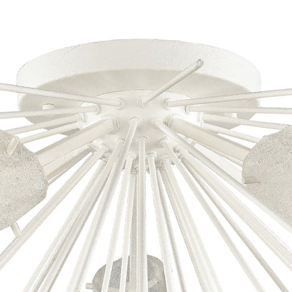 Atlas Lighting Sea Urchin 32in 5-Light Semi-Flush Mount | Transitional White Coral and White Art Glass | Coastal Living Room | Model CL11912-WH