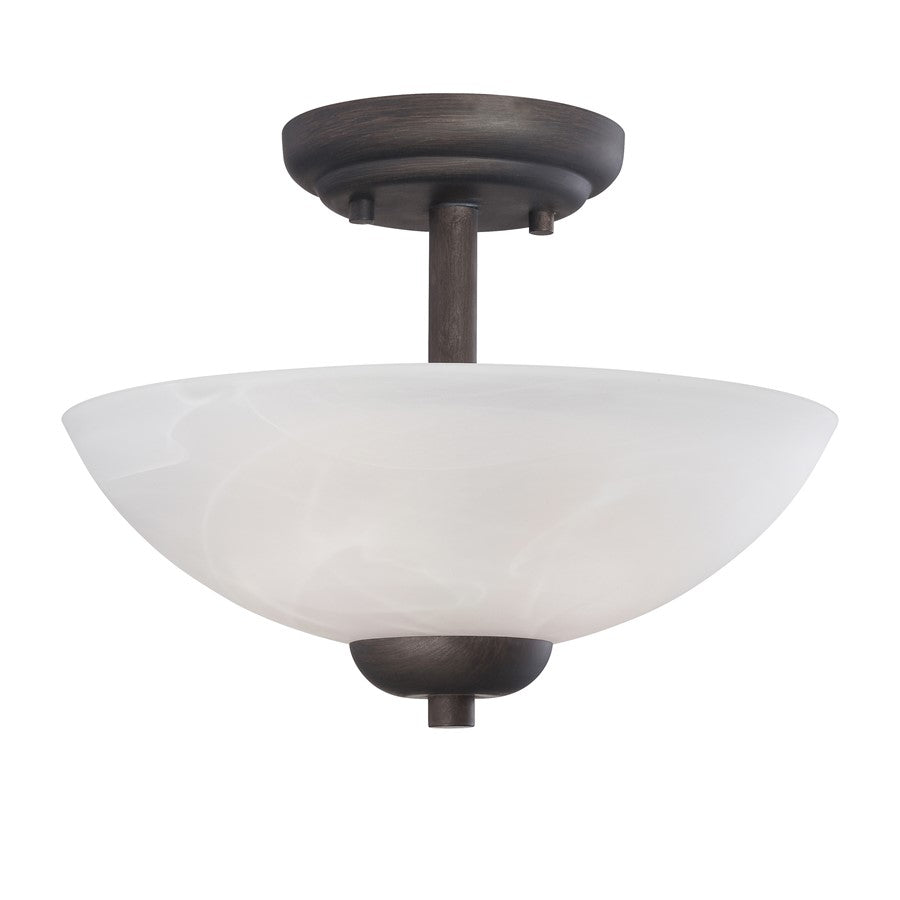Atlas Lighting Tia 11.75in 2-Light Semi Flush Mount | Traditional Painted Bronze and White Frosted Glass | Kitchen & Dining Room | Model CL11917-BZ