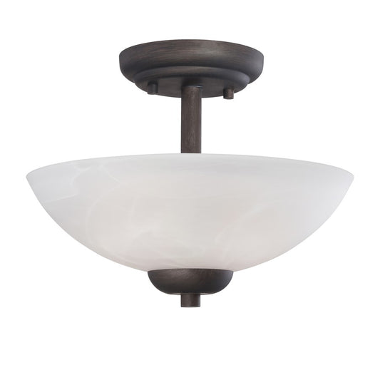 Atlas Lighting Tia 11.75in 2-Light Semi Flush Mount | Traditional Painted Bronze and White Frosted Glass | Kitchen & Dining Room | Model CL11917-BZ