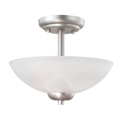 Atlas Lighting Tia 11.75in 2-Light Semi Flush Mount | Traditional Matte Nickel and White Frosted Glass | Kitchen & Dining Room | Model CL11917-NK