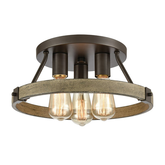 Atlas Lighting Transitions 14in 3-Light Semi Flush Mount | Transitional Oil Rubbed Bronze and Aspen | Kitchen & Dining Room | Model CL11918-BZ