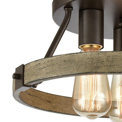 Atlas Lighting Transitions 14in 3-Light Semi Flush Mount | Transitional Oil Rubbed Bronze and Aspen | Kitchen & Dining Room | Model CL11918-BZ