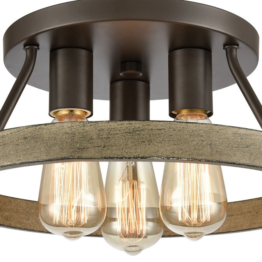 Atlas Lighting Transitions 14in 3-Light Semi Flush Mount | Transitional Oil Rubbed Bronze and Aspen | Kitchen & Dining Room | Model CL11918-BZ