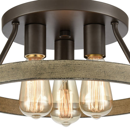 Atlas Lighting Transitions 14in 3-Light Semi Flush Mount | Transitional Oil Rubbed Bronze and Aspen | Kitchen & Dining Room | Model CL11918-BZ