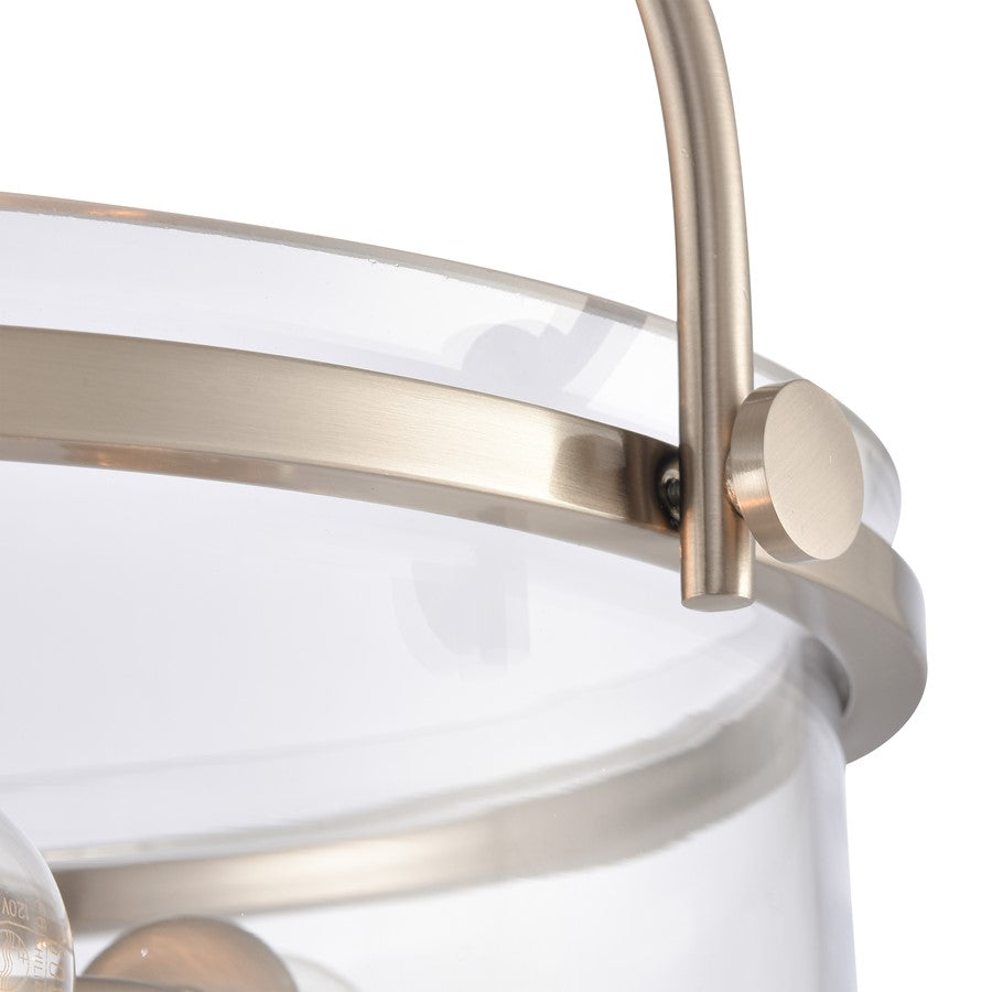 Atlas Lighting Wentworth 17in 3-Light Semi Flush Mount | Brushed Nickel with Clear Glass Bowls | Bedroom & Kitchen | Model CL11921-NK