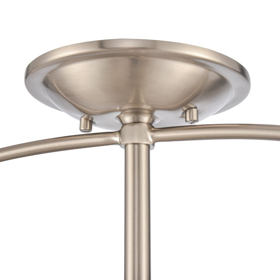 Atlas Lighting Wentworth 17in 3-Light Semi Flush Mount | Brushed Nickel with Clear Glass Bowls | Bedroom & Kitchen | Model CL11921-NK