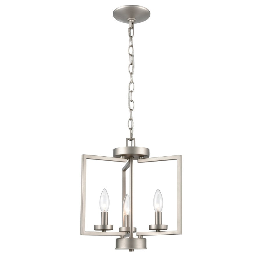 Atlas Lighting West End 14in 3-Light Semi Flush Mount | Brushed Nickel with Clear Glass Shades | Bedroom & Kitchen | Model CL11922-NK