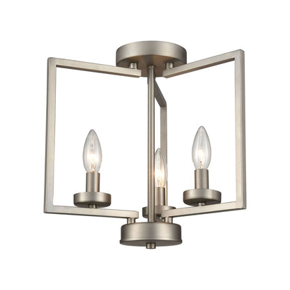 Atlas Lighting West End 14in 3-Light Semi Flush Mount | Brushed Nickel with Clear Glass Shades | Bedroom & Kitchen | Model CL11922-NK