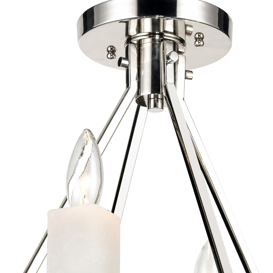 Atlas Lighting White Stone 18in 4-Light Semi Flush Mount | Modern Polished Nickel and Sunbleached Oak | Dining Room & Living Room | Model CL11924-NK