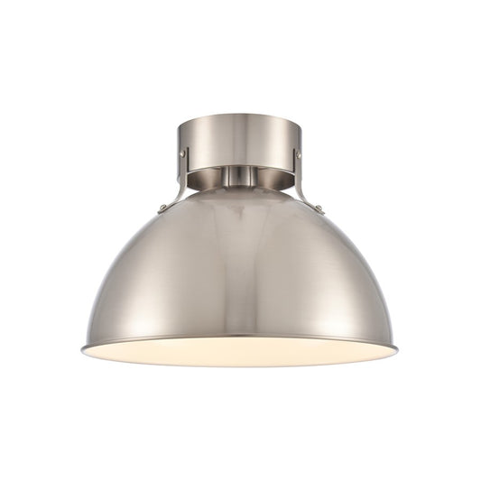 Atlas Lighting Zayne 12in 1-Light Semi Flush Mount | Modern Brushed Nickel and Silver Metal Dome | Kitchen & Hallway | Model CL11925-NK