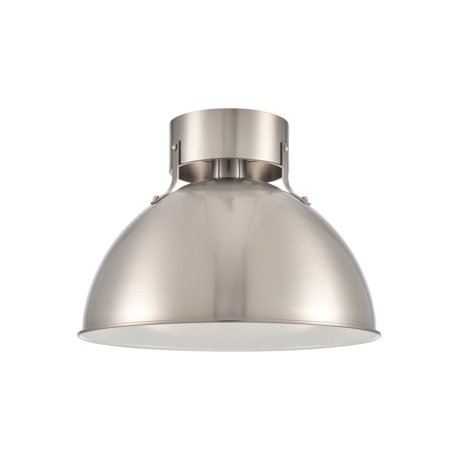 Atlas Lighting Zayne 12in 1-Light Semi Flush Mount | Modern Brushed Nickel and Silver Metal Dome | Kitchen & Hallway | Model CL11925-NK