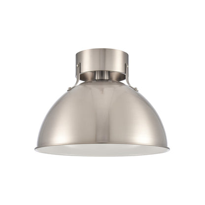 Atlas Lighting Zayne 12in 1-Light Semi Flush Mount | Modern Brushed Nickel and Silver Metal Dome | Kitchen & Hallway | Model CL11925-NK