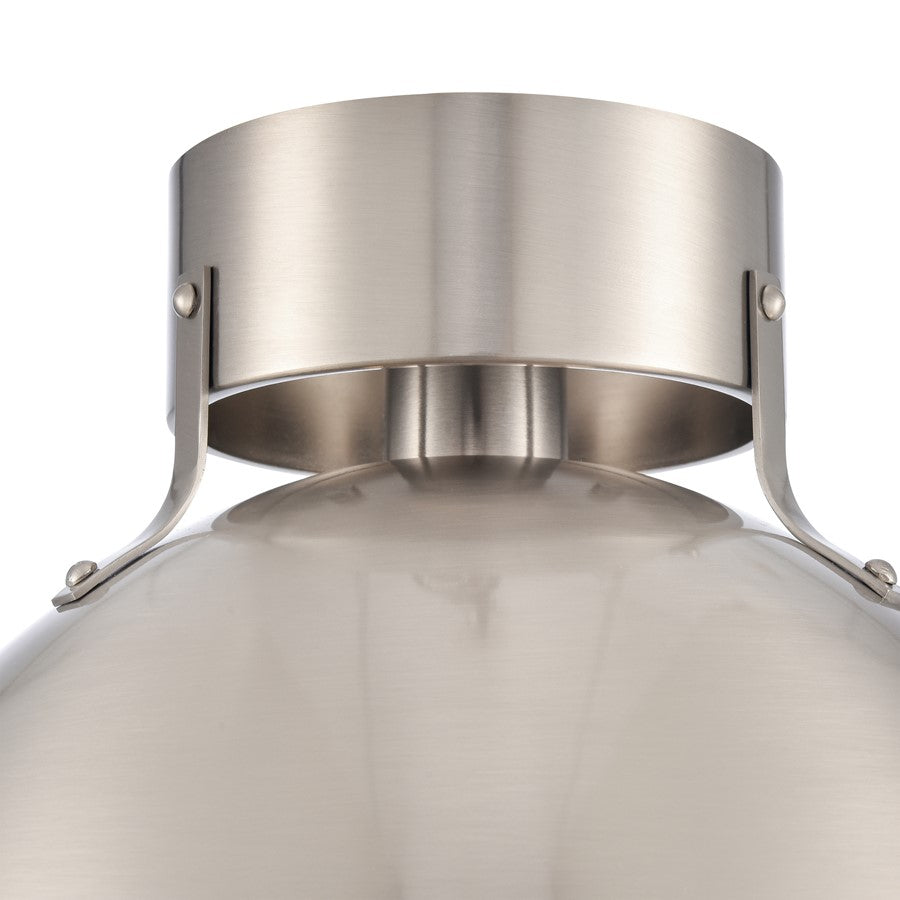 Atlas Lighting Zayne 12in 1-Light Semi Flush Mount | Modern Brushed Nickel and Silver Metal Dome | Kitchen & Hallway | Model CL11925-NK