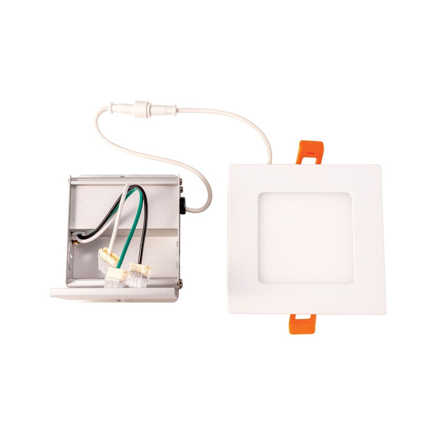 Atlas Lighting Mercury 5in 1-Light LED Square Recessed Light | Modern Contemporary White Metal | Kitchen & Hallway Ceiling | Model CL11967-WH