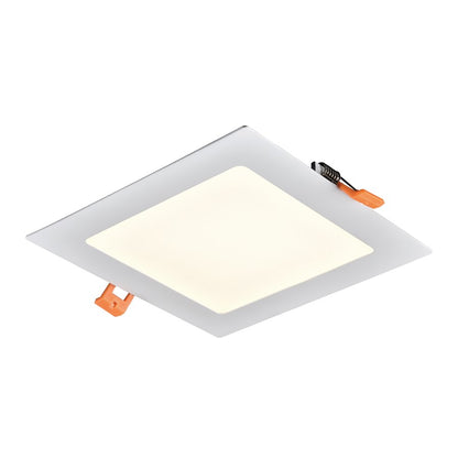 Atlas Lighting Mercury 6.75in 1-Light LED Square Recessed Light | Modern White Metal | Kitchen & Hallway Ceiling | 1200 Lumens | Model CL11969-WH