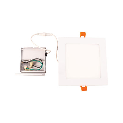 Atlas Lighting Mercury 6.75in 1-Light LED Square Recessed Light | Modern White Metal | Kitchen & Hallway Ceiling | 1200 Lumens | Model CL11969-WH