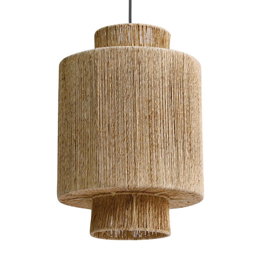 Atlas Lighting Corsair 12in 1-Light Mini Pendant | Natural Jute Rope and Metal | Kitchen Island & Coastal Dining | 12 x 12 x 18 in | Model CL11991-NA