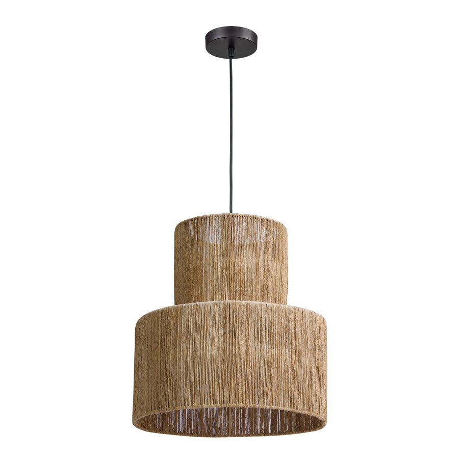 Atlas Lighting Corsair 16in 1-Light Pendant | Natural Jute Rope and Metal | Kitchen Island & Coastal Dining | 16 x 16 x 17 in | Model CL11992-NA