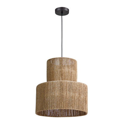 Atlas Lighting Corsair 16in 1-Light Pendant | Natural Jute Rope and Metal | Kitchen Island & Coastal Dining | 16 x 16 x 17 in | Model CL11992-NA