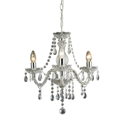Atlas Lighting Theatre 16in 3-Light Chandelier | Traditional Chrome and Clear Crystal | Dining Room & Living Room | 16 x 16 x 17 in | Model CL12021-CL