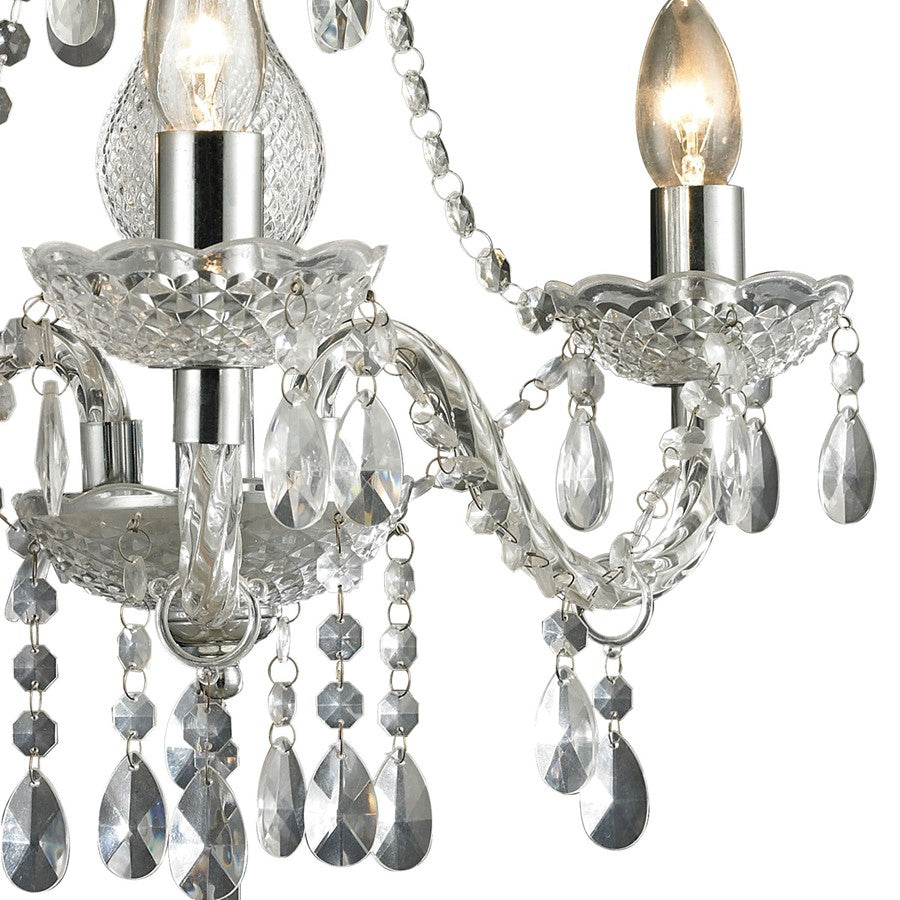 Atlas Lighting Theatre 16in 3-Light Chandelier | Traditional Chrome and Clear Crystal | Dining Room & Living Room | 16 x 16 x 17 in | Model CL12021-CL