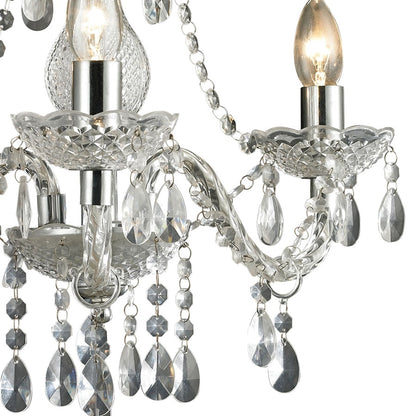 Atlas Lighting Theatre 16in 3-Light Chandelier | Traditional Chrome and Clear Crystal | Dining Room & Living Room | 16 x 16 x 17 in | Model CL12021-CL