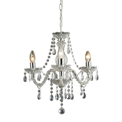 Atlas Lighting Theatre 16in 3-Light Chandelier | Traditional Chrome and Clear Crystal | Dining Room & Living Room | 16 x 16 x 17 in | Model CL12021-CL