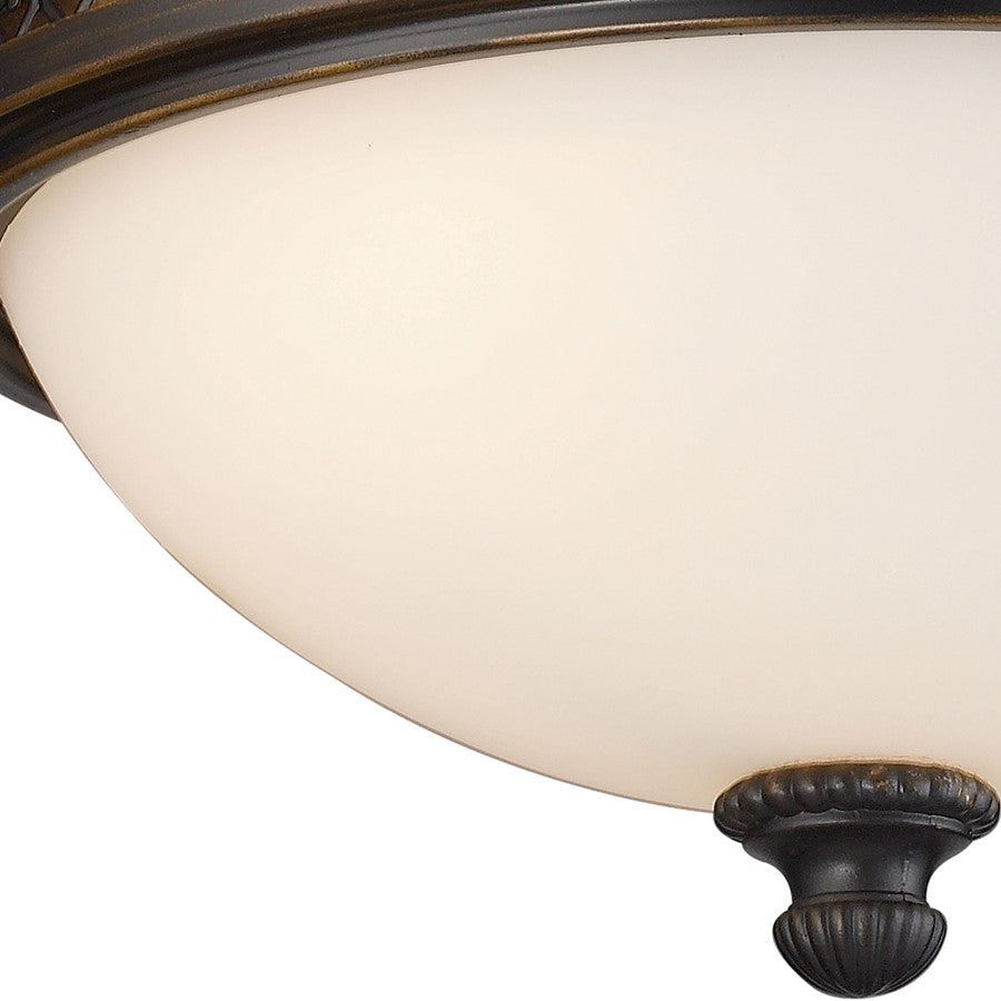 Atlas Lighting Georgia 13in 2-Light Flush Mount | Traditional Golden Bronze and White Glass | Bedroom & Hallway | 13 x 13 x 5 in | Model CL12026-BZ