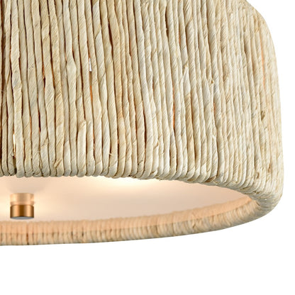 Atlas Lighting Abaca 17in 3-Light Semi-Flush Mount | Transitional Satin Brass and Natural Rope | Living Room & Bedroom | Model CL12040-BS