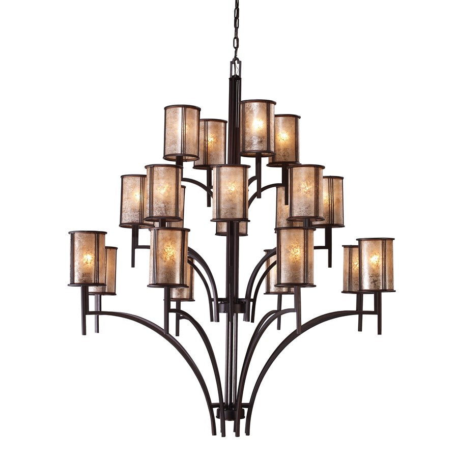 Atlas Lighting Barringer 50in 20-Light Chandelier | Mission Style Aged Bronze and Tan Mica | Dining Room & Great Room Statement | Model CL12067-BZ