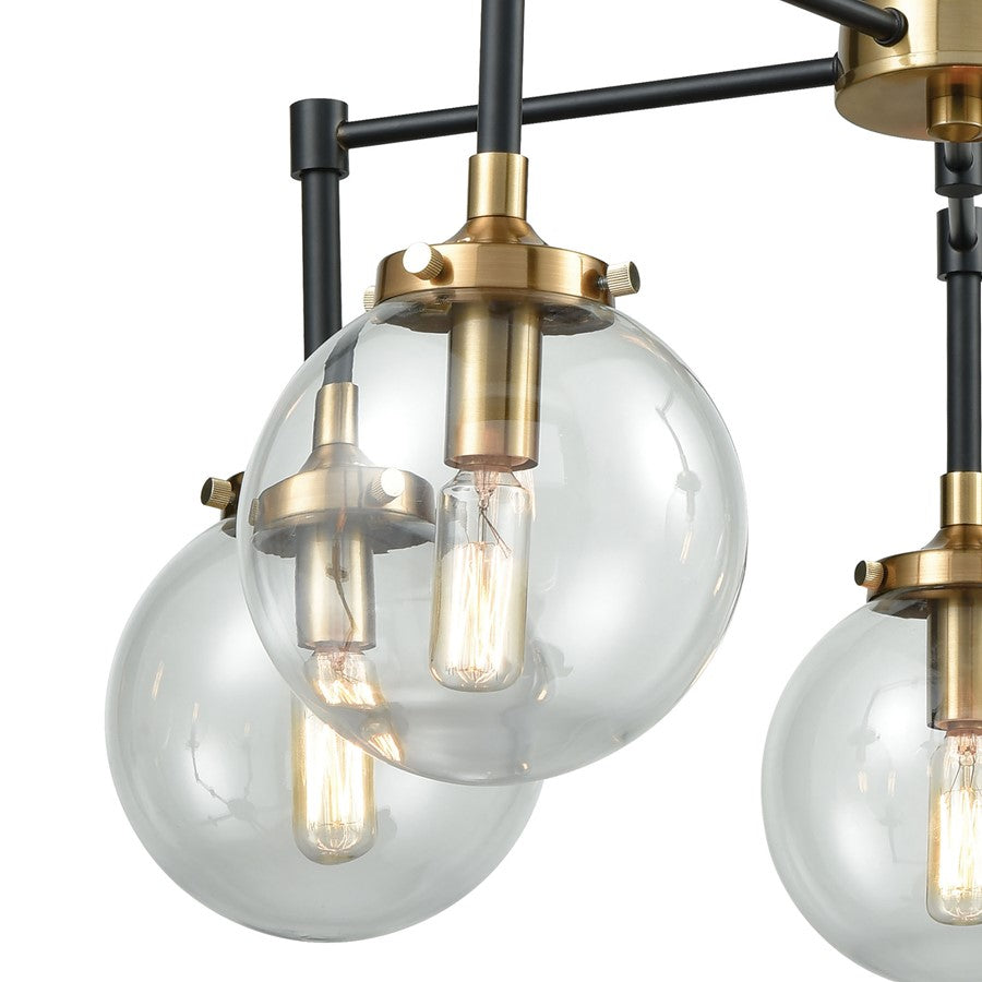 Atlas Lighting Boudreaux 23in 5-Light Chandelier | Modern Antique Gold and Matte Black with Clear Glass | Dining Room & Kitchen | Model CL12076-GD