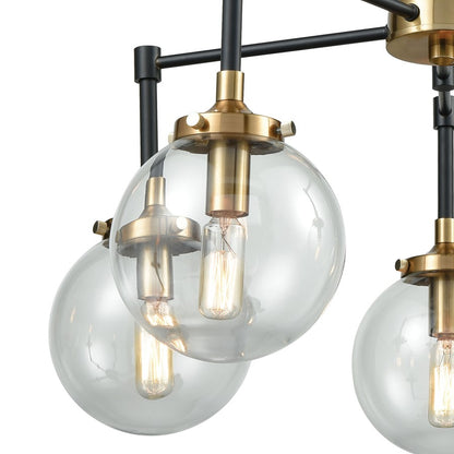 Atlas Lighting Boudreaux 23in 5-Light Chandelier | Modern Antique Gold and Matte Black with Clear Glass | Dining Room & Kitchen | Model CL12076-GD