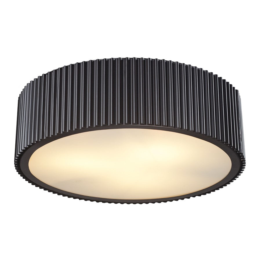 Atlas Lighting Brendon 17in 3-Light Flush Mount | Modern Oil Rubbed Bronze and White Glass | Bedroom & Living Room | 17 x 17 x 5 in | Model CL12086-BZ
