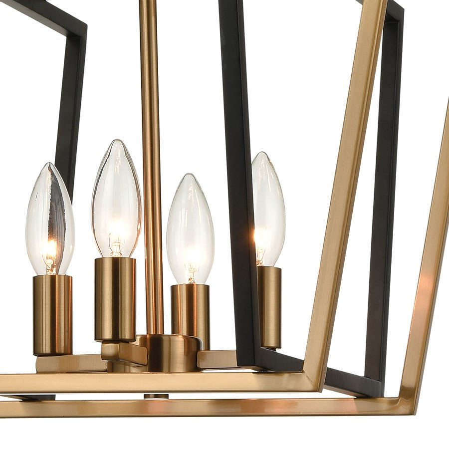 Atlas Lighting Bridgette 16in 4-Light Chandelier | Modern Matte Black and Satin Brass | Dining Room & Living Room | 16 x 16 x 17 in | Model CL12088-BK