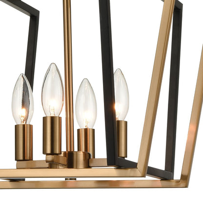 Atlas Lighting Bridgette 16in 4-Light Chandelier | Modern Matte Black and Satin Brass | Dining Room & Living Room | 16 x 16 x 17 in | Model CL12088-BK