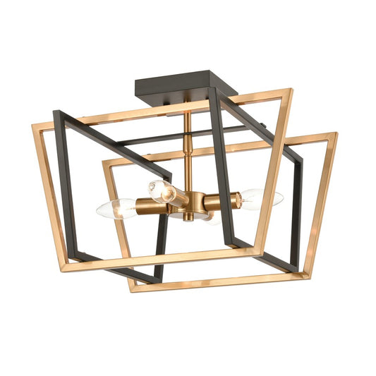 Atlas Lighting Bridgette 16in 4-Light Semi-Flush Mount | Modern Matte Black and Satin Brass | Bedroom & Living Room | Model CL12089-BK
