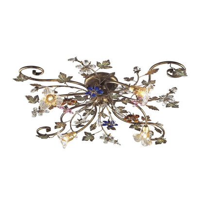 Atlas Lighting Brillare 36in 4-Light Semi-Flush Mount | Traditional Golden Bronze and Multicolor Crystal | Living Room & Dining | Model CL12094-BZ