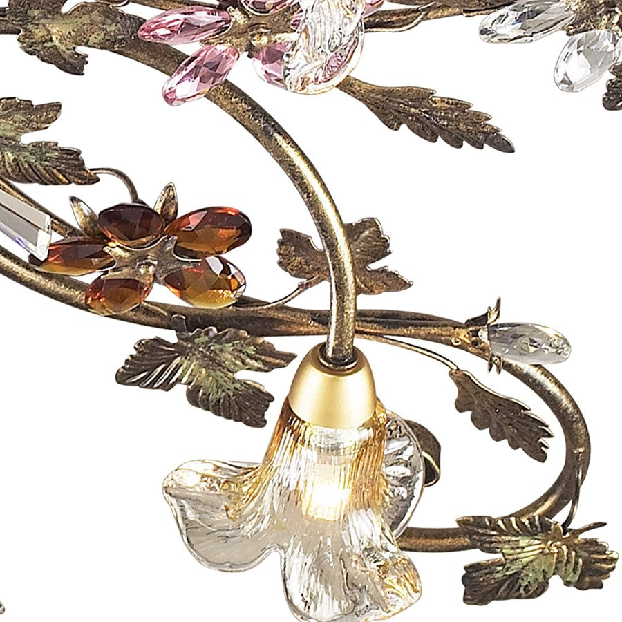 Atlas Lighting Brillare 36in 4-Light Semi-Flush Mount | Traditional Golden Bronze and Multicolor Crystal | Living Room & Dining | Model CL12094-BZ