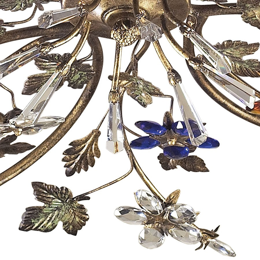 Atlas Lighting Brillare 36in 4-Light Semi-Flush Mount | Traditional Golden Bronze and Multicolor Crystal | Living Room & Dining | Model CL12094-BZ
