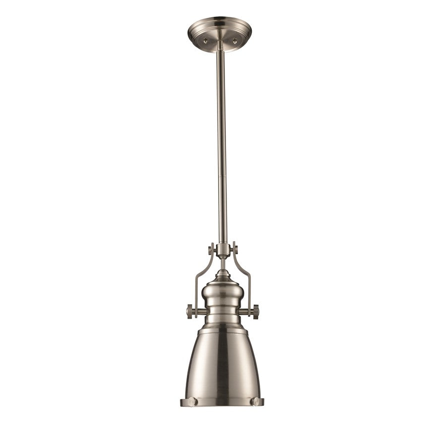 Atlas Lighting Chadwick 7in 1-Light Mini Pendant | Transitional Satin Nickel and Nickel Metal | Kitchen Island & Dining Room | Model CL12121-NK