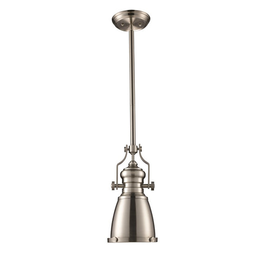 Atlas Lighting Chadwick 7in 1-Light Mini Pendant | Transitional Satin Nickel and Nickel Metal | Kitchen Island & Dining Room | Model CL12121-NK