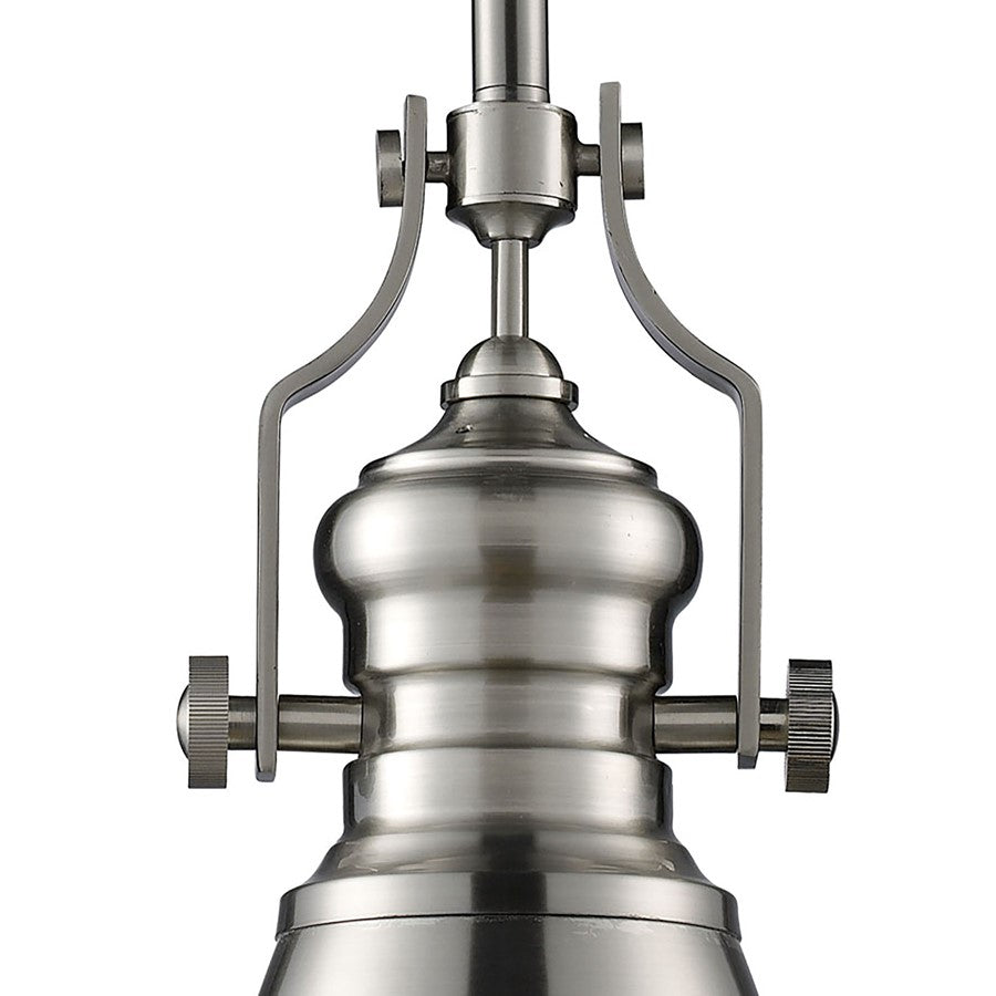 Atlas Lighting Chadwick 7in 1-Light Mini Pendant | Transitional Satin Nickel and Nickel Metal | Kitchen Island & Dining Room | Model CL12121-NK