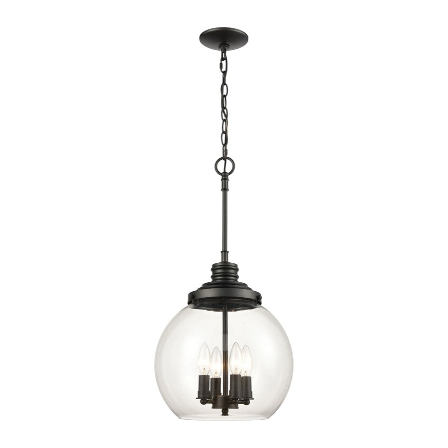 Atlas Lighting Chandra 13'' Wide 4Lt Pendant, Matte Black/Clear - CL12123-BK