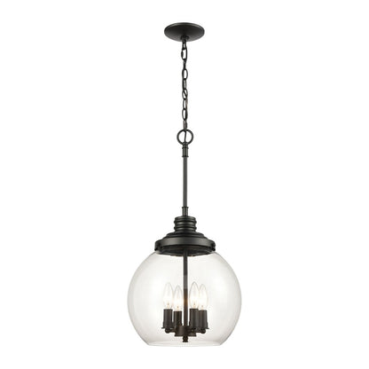Atlas Lighting Chandra 13'' Wide 4Lt Pendant, Matte Black/Clear - CL12123-BK
